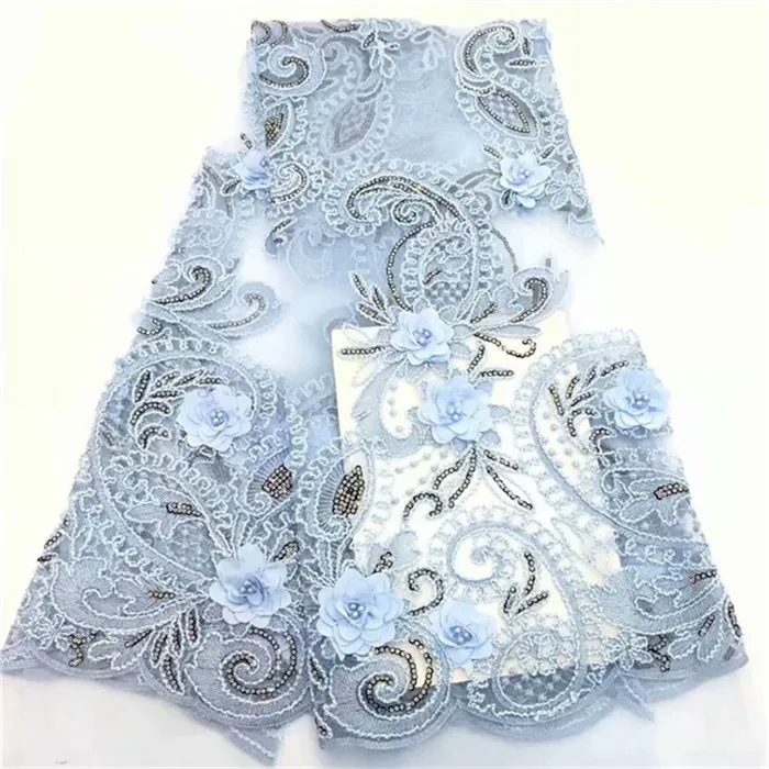 3d кружевная ткань с бусинами сетчатая для свадебного платья нигерийская