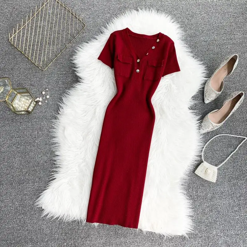 2019 новые модные женские платья ретро темперамент карманы Талия тонкий с коротким