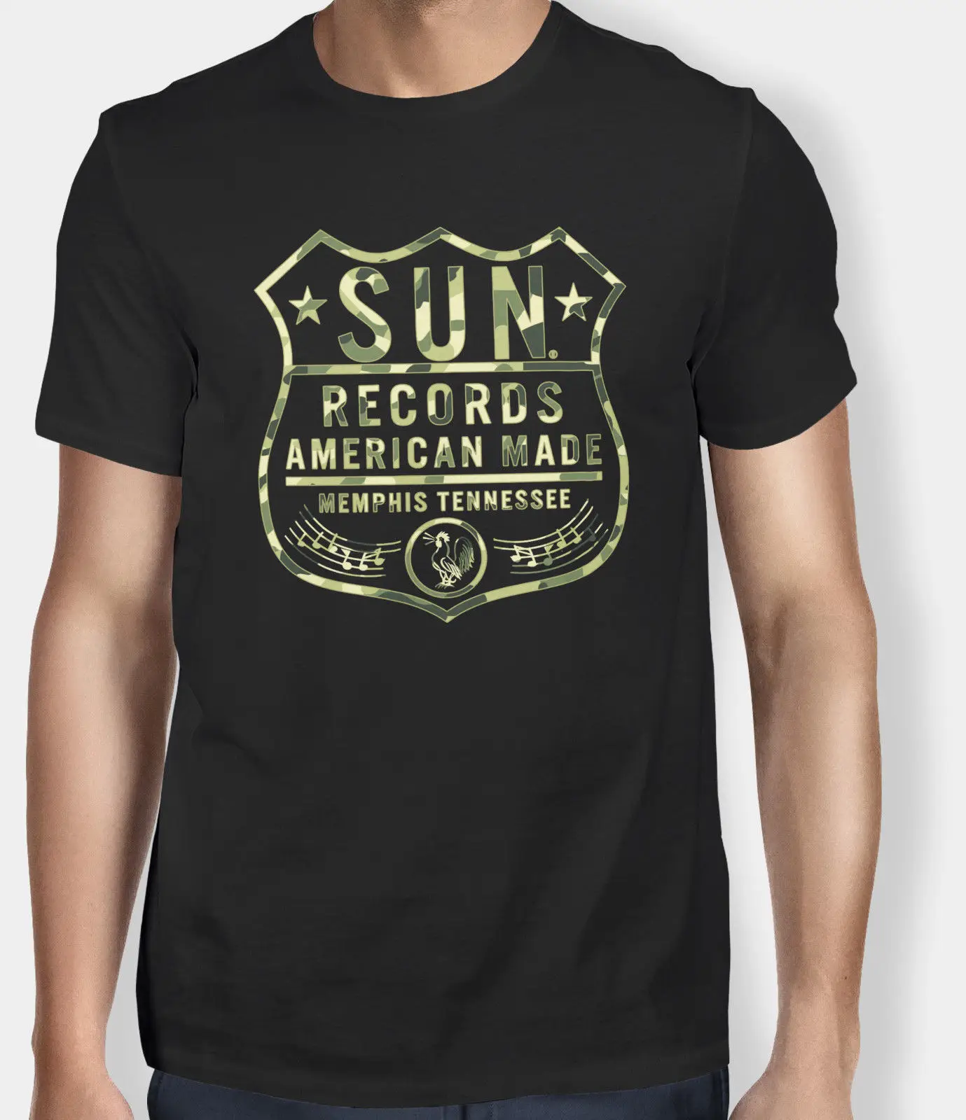 Sun Records камуфляж Route 66 логотип мужская футболка 2018 модная белая с круглым вырезом