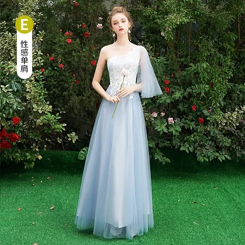 Beauty Emily длинное серое платье подружки невесты длинное для женщин с коротким шлейфом Vestidos Para Festa ТРАПЕЦИЕВИДНОЕ свадебное платье для выпускного вечера - Цвет: E