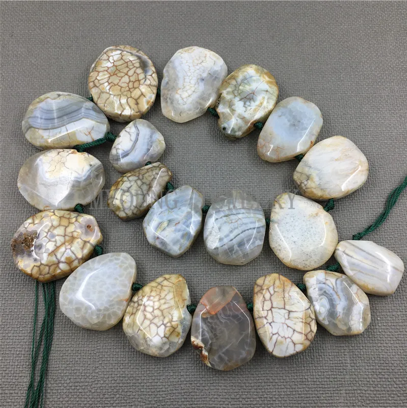 

MY1241 Water Drop Shape Faceted Slice Fire Dragon veins Agates large Mix size banded agates Pendant Beads For Jewelry