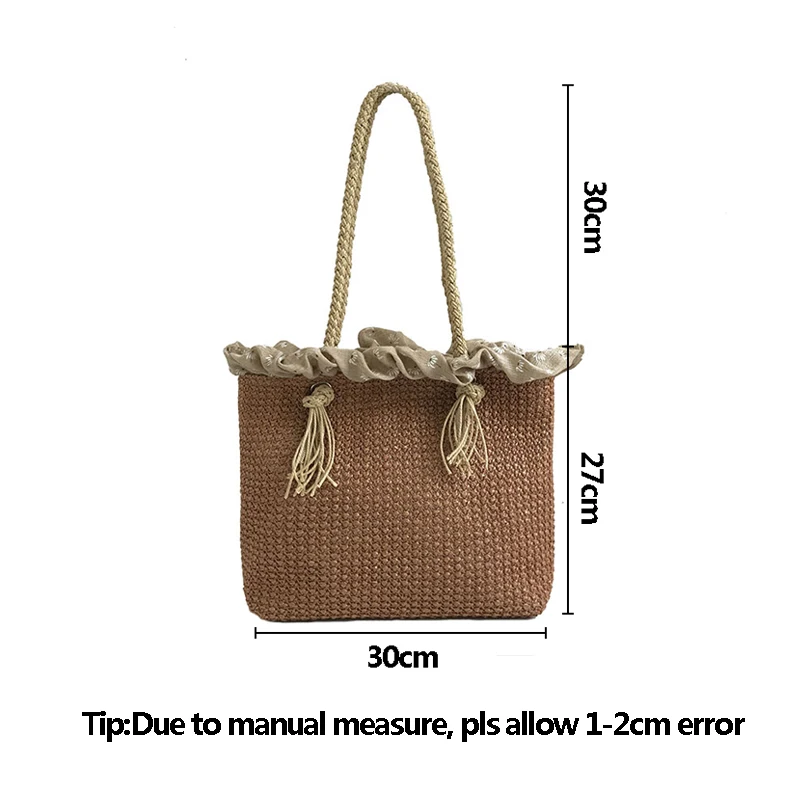 

Women Summer Casual Handbag INS Popular Female Beach Straw Bags Holiday Lady Weave Shoulder Bag Fashion Knit Bolsa Tote SS3271