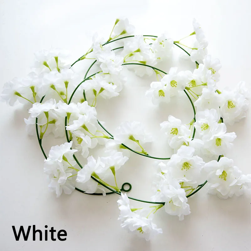 White 200 см Сакура вишня украшение для свадебной арки из ротанга лоза искусственные цветы для дома вечерние украшения Шелковый Плющ настенная гирлянда цветок - Цвет: White