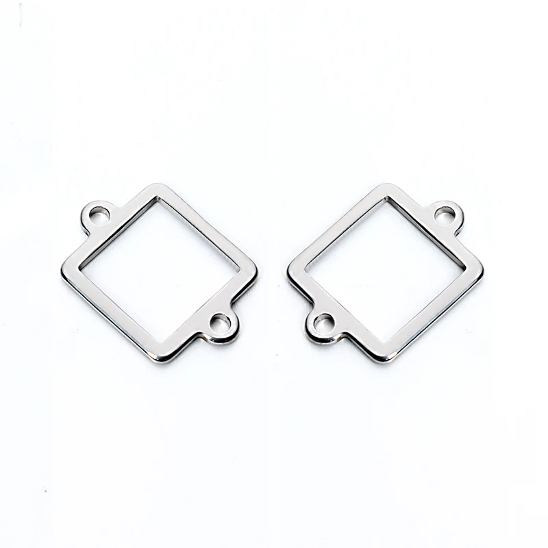 

Square Stainless Steel Stamping Blank Pendants Silver Tone For Necklace DIY Jewelry Making With Package 20PCs/Lot F3530