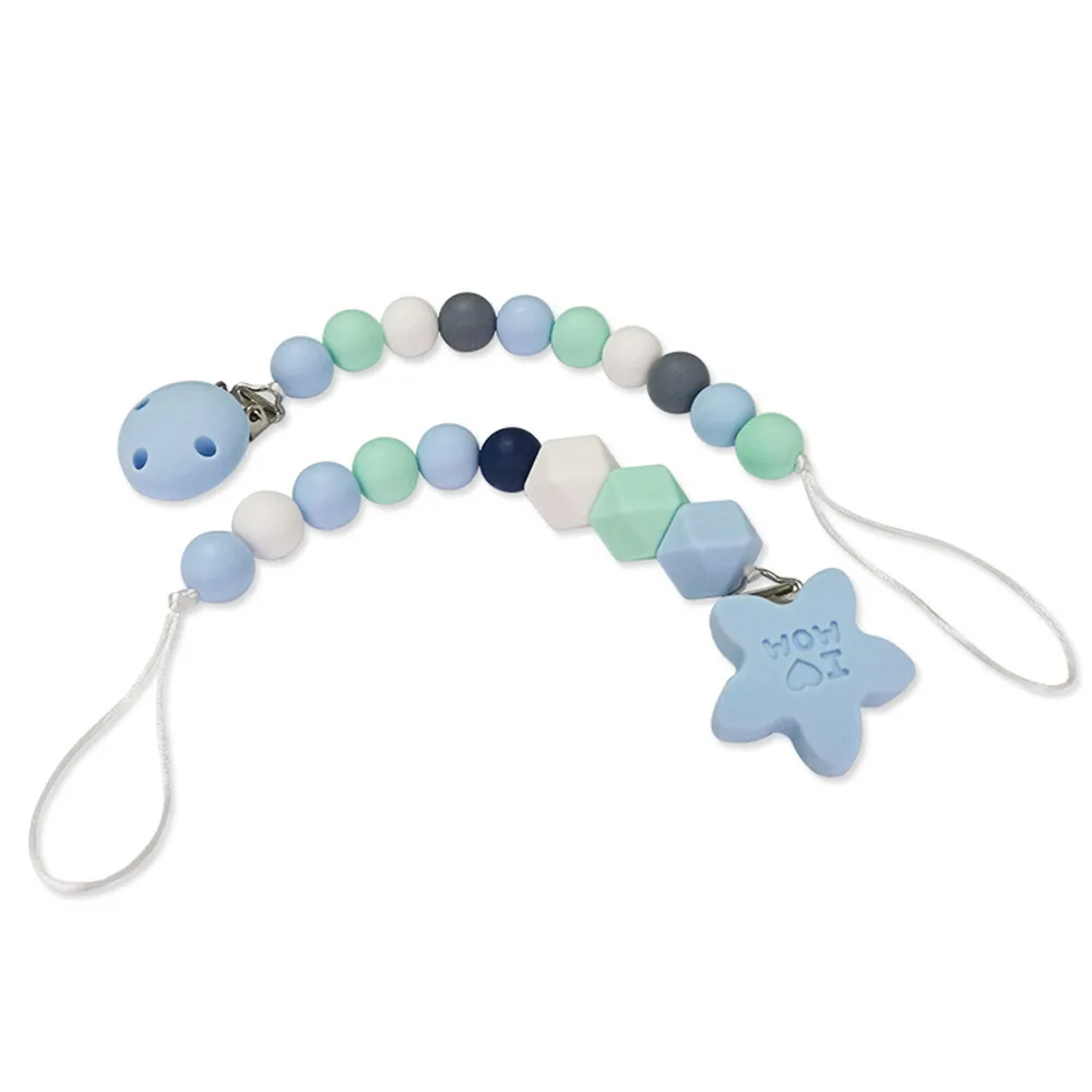 50Pcs BPA Free Baby Stars Silicone Pacifier Clips Dummy Teether Chain Holder DIY TeethingToy Necklace Accessories | Мать и ребенок