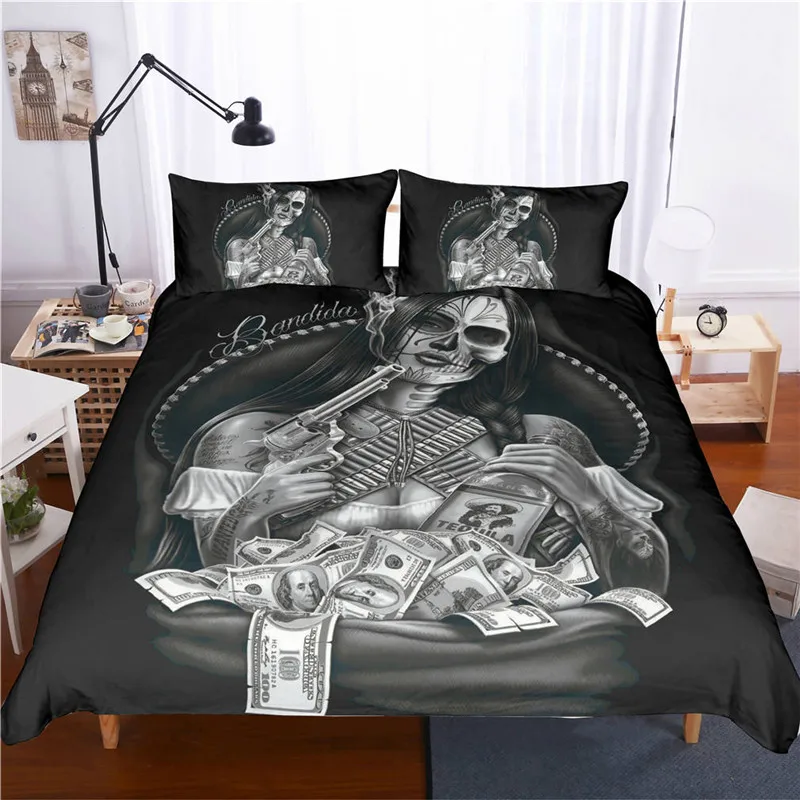 

3D Skull Beauty Bedding Set King size Luxury Skull Duvet Cover with Pillowcase Twin bed set Bedclothes Home Textiles