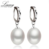 real freshwater pearl earrings for women925 sterling silver hoop earrings jewelry big pearl earrings valentines day gift