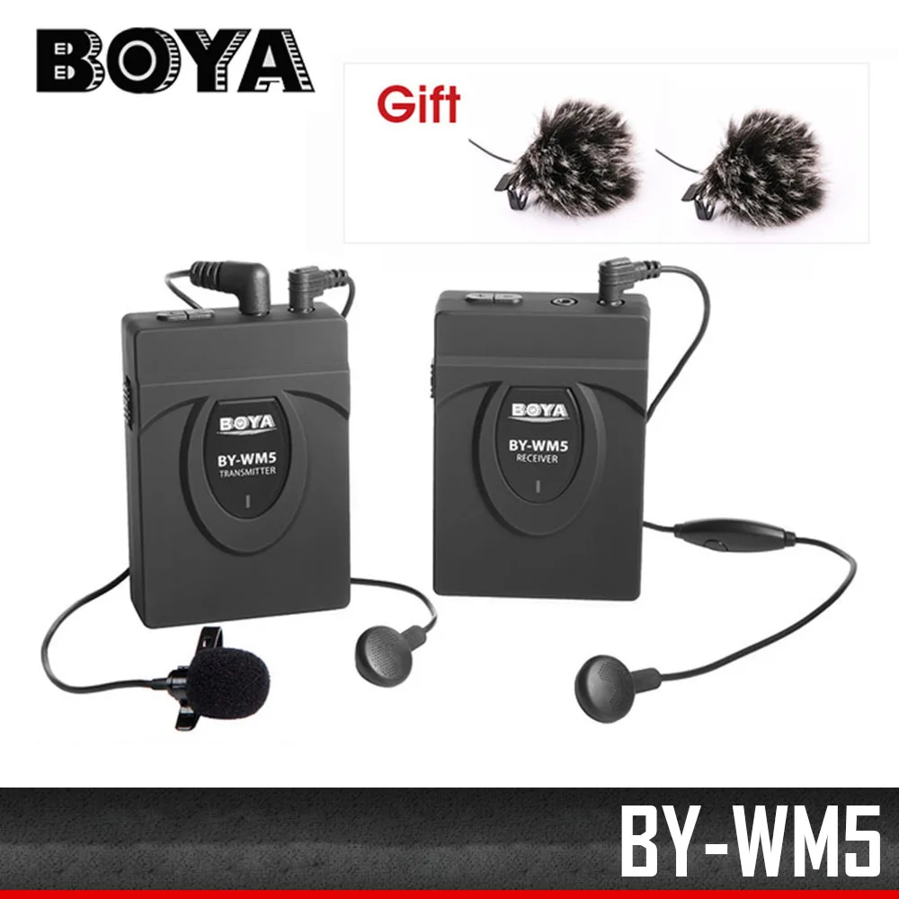 BOYA BY WM5 Pro Беспроводная петличный микрофон с отворотом система для DSLR камеры