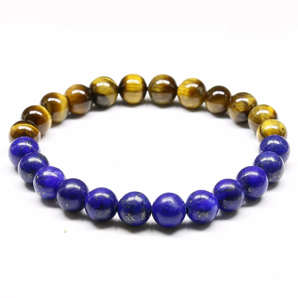 Модные ювелирные изделия для мужчин и женщин 8 мм натуральный тигровый глаз