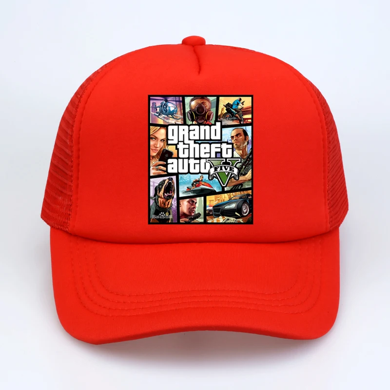 Красный Мода Grand Theft Auto V 5 GTA 5 бейсбольные кепки Горячие игры GTA 5 фанатов кепки крутые летние сетчатые кепки для водителя грузовика - Цвет: Красный