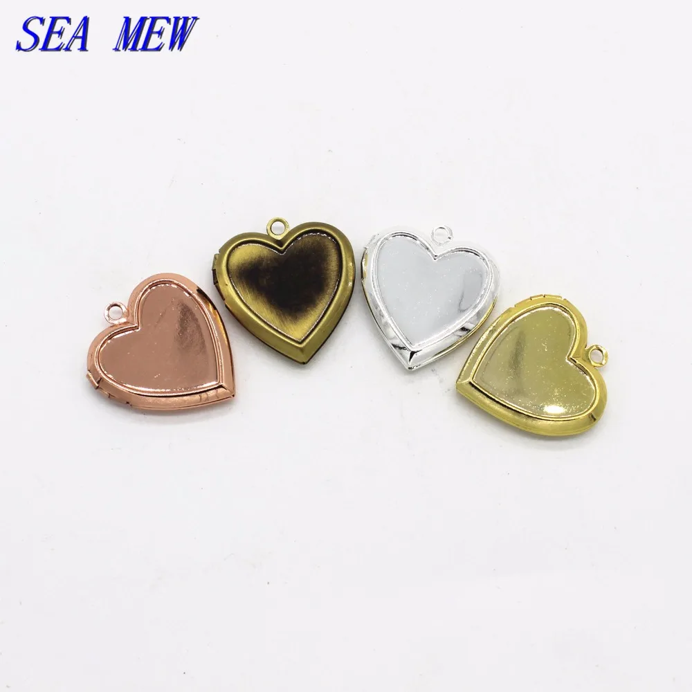 10pcs 22.5*23mm Locket Pendant Blank Setting Charm Vintage Copper Heart Photo 6 Colors Plated For Jewelry Making | Украшения и
