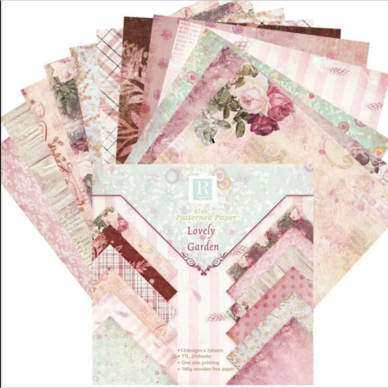 Бумажные пакеты для скрапбукинга с красивым садом 6 дюймов 24 листа|Крафт-бумага| |