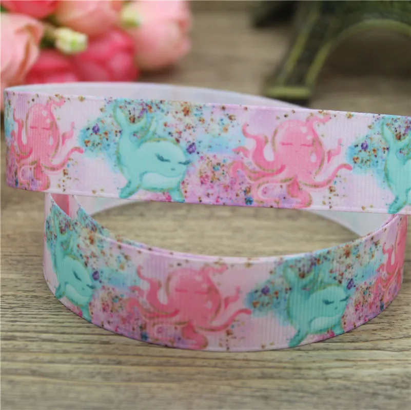 DUWES 50 ярдов Морская раковина для рыбы Печатный grosgrain ленточный аксессуар бант