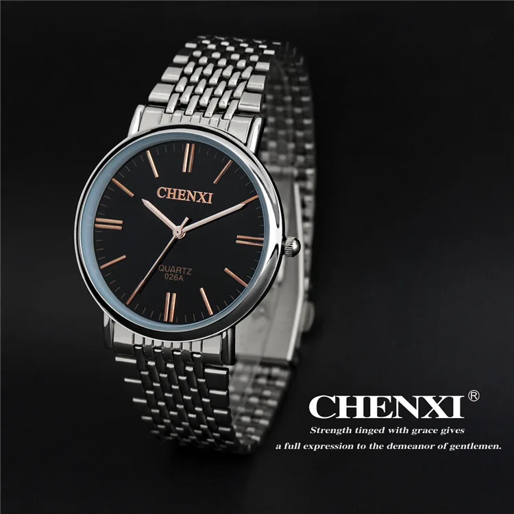 Классический простой из нержавеющей стали часы мужчины