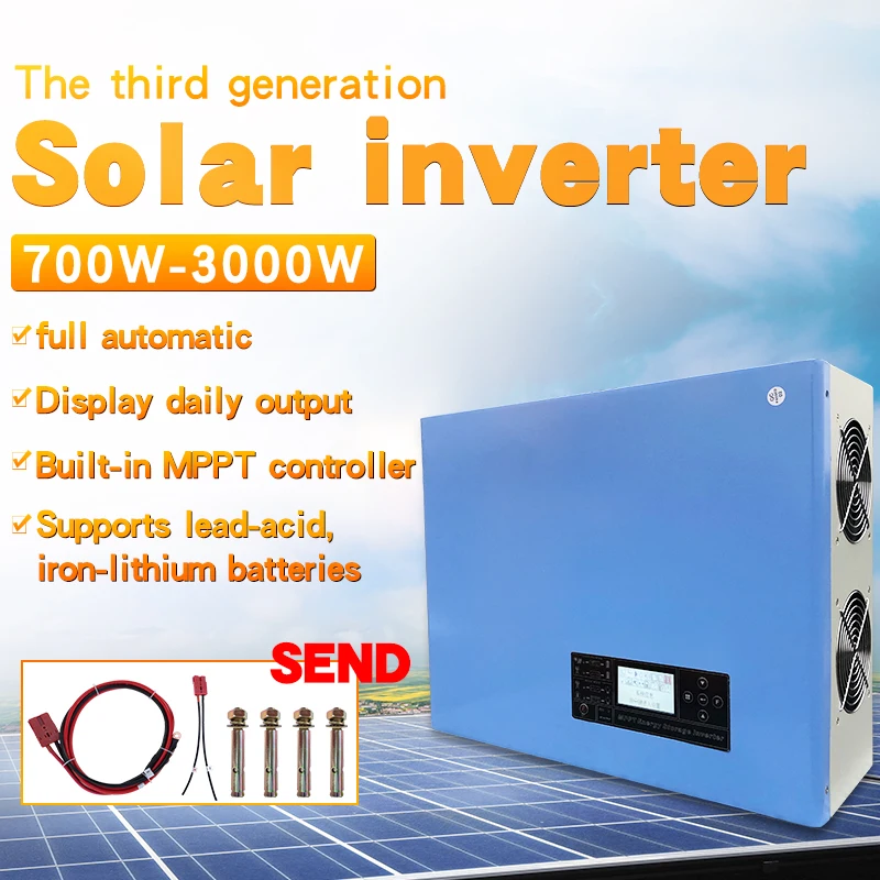 off-grid soalr Hybrid power frequency pure sine wave inverter DC 12V 24V 48V to AC 220V build in MPPT charge controller 700W3000 |