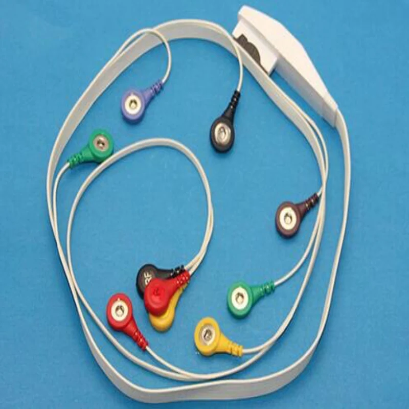 Free Shipping Compatible for Mortara and Quinton H12 12 Channel Telemetry ECG Holter Cable with 10 Leadwires Snaps End |