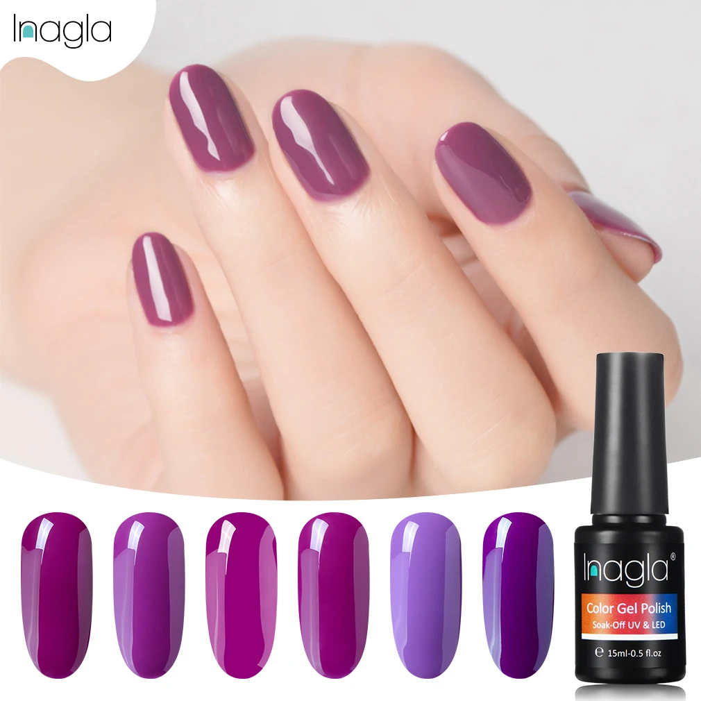 Фото Inagla 15 мл UV & LED фиолетовая серия Гель-лак для ногтей верхняя основа 12 чистых