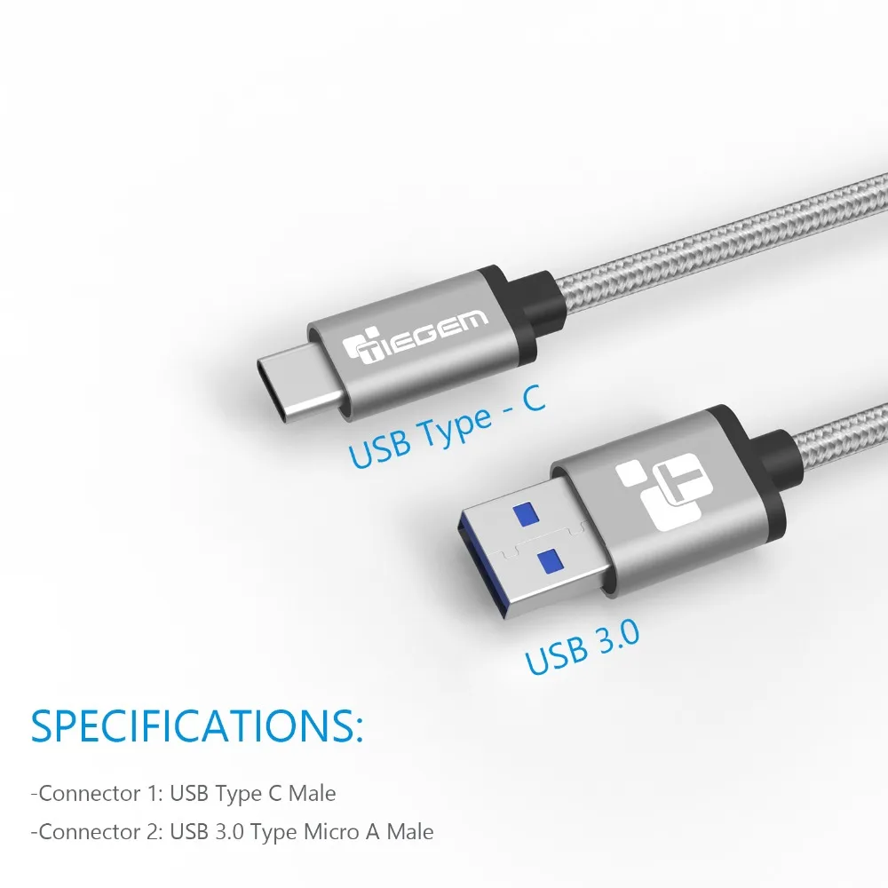 Кабель TIEGEM USB 3 1 тип C Высокоскоростной шнур 0 кабель для MacBook Xiaomi 4s 5 letv Samsung s8 Type-c Nexus
