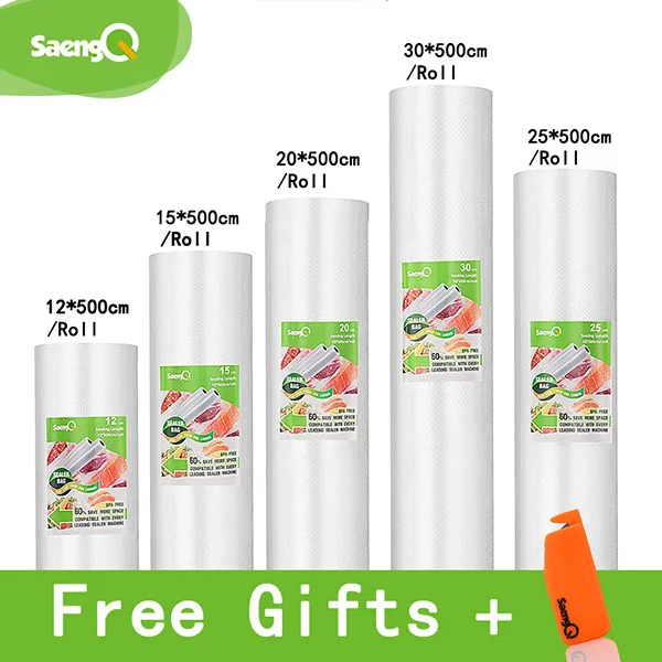 5 roll SaengQ вакуумный упаковщик для пищевых продуктов, вакуумная упаковочная машина для кухни, 220 В, вакуумный упаковщик, хранитель рулонов для хранения, 10 шт. пакетов - Цвет: 5 roll