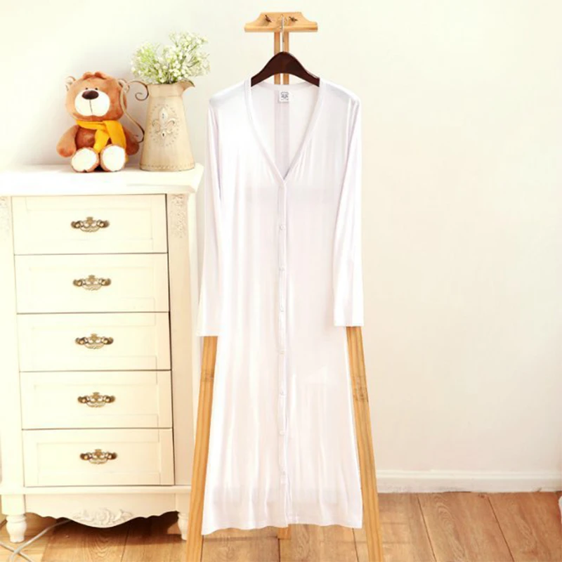 2018 Summer Sun protection Thin Cardigan Women Casual Single Breasted Long Blouse Knitted Modal Solid Cardigans Top |