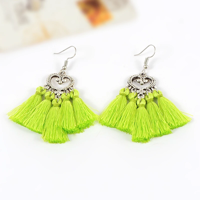 ZHINI Fashion Bohemia Design Fan-shaped Tassel Earrings Women Accessories Cotton Handmade Ethnic Jewelry Trendy Style | Украшения и