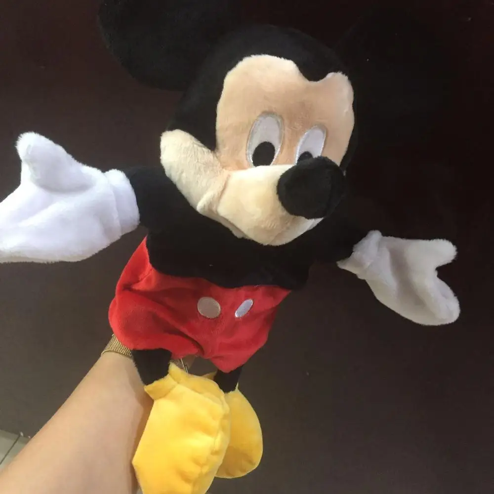 mickey 1 шт., оригинальная ручная кукла Микки Маус, Дональд Дак, Минни Маус, тигровый тигр, плюшевые кукольные игрушки, подарки для новорожденного, мягкие игрушки - Цвет: mickey