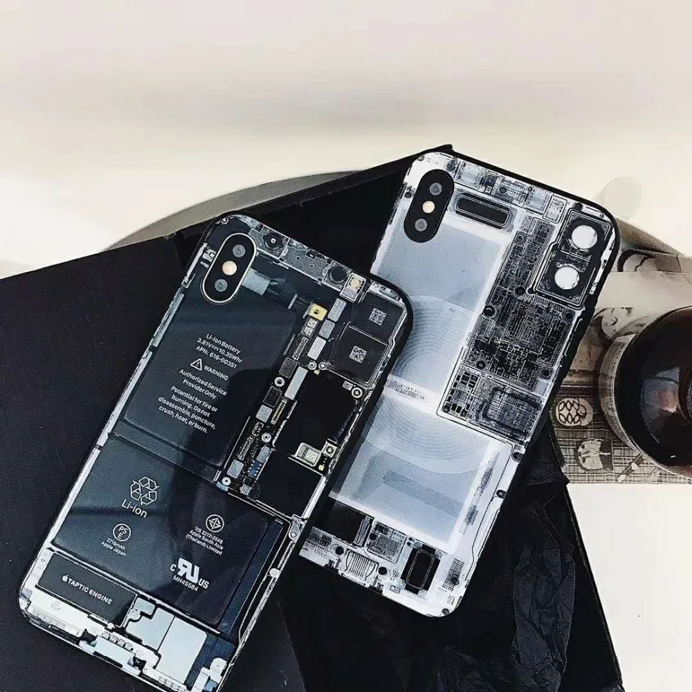 Teobald Реалистичного имитация панели телефона чехол для iPhone X черное стекло чехла 6 7