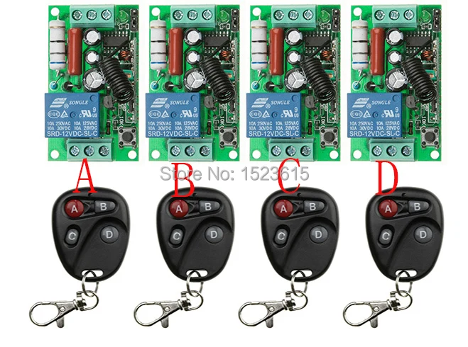 

NEW AC220V 1CH 10A Radio Controller RF Wireless Relay Remote Control Switch 315 MHZ 433 MHZ teleswitch 4 Transmitter +4 Receiver