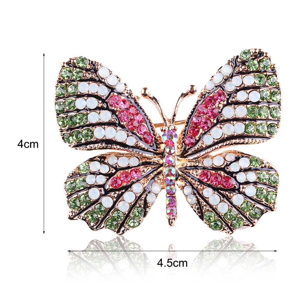 New Arrival 2020 Colorful Crystal Rhinestone Alloy Brooch Plating Butterfly Lifelike Women Jewelry Accessory | Украшения и