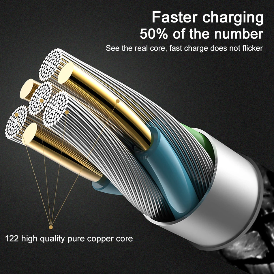 Mayround мощный Плетеный светодиодный светильник USB C type C кабель для быстрой зарядки и передачи данных для samsung Galaxy S9 Plus S8+ для huawei