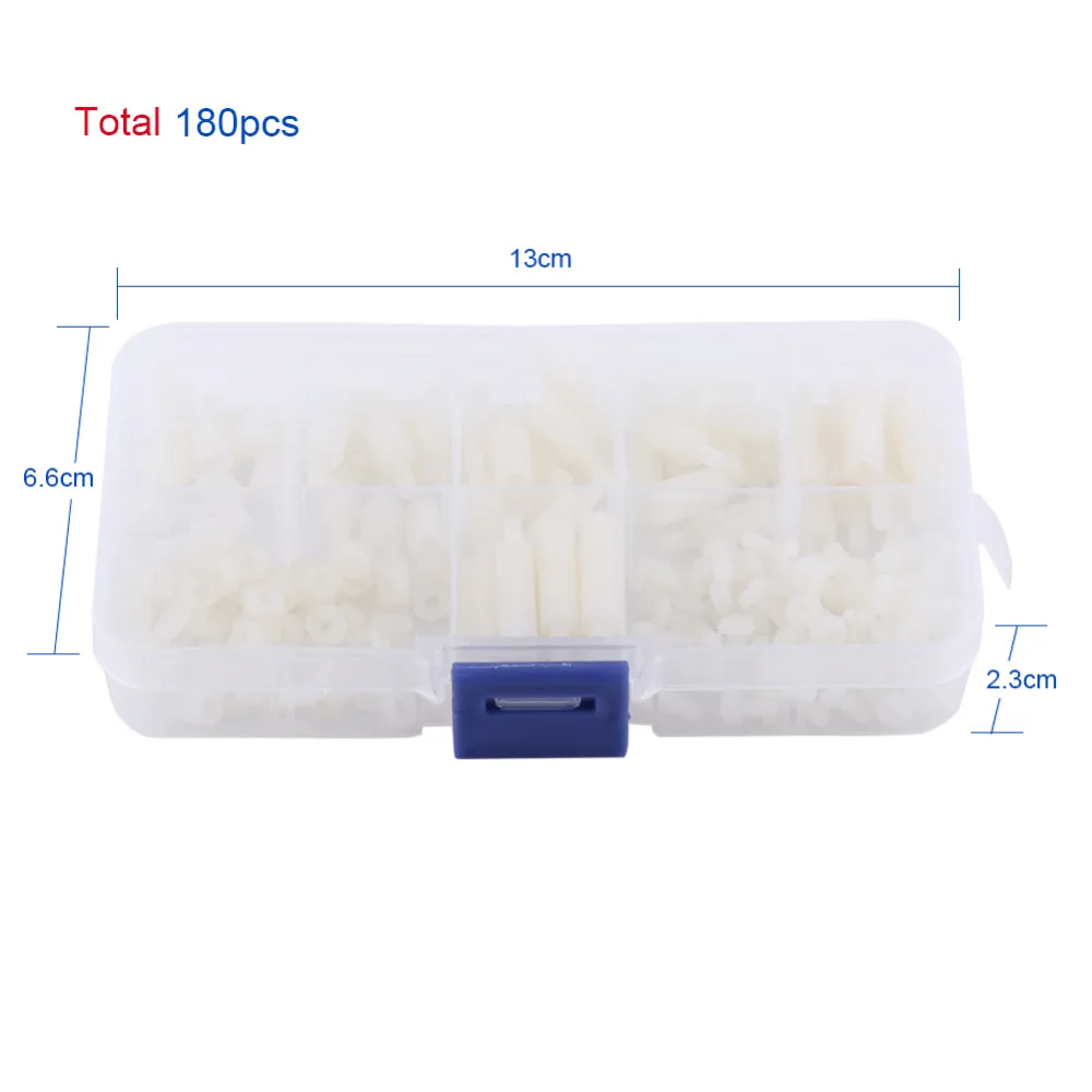 Нейлоновые винты M3 180 шт./компл. шестигранные гайки Распорки с коробкой|screw hex|m3 nylon