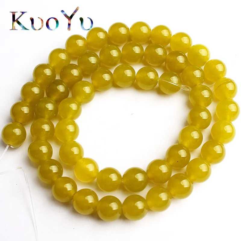 AAA Natural Stone Dark Yellow Jades Chalcedony Beads Round Loose Bead For Jewelry Making Diy Bracelet 15&quotStrand 6/8/10/12mm | Украшения