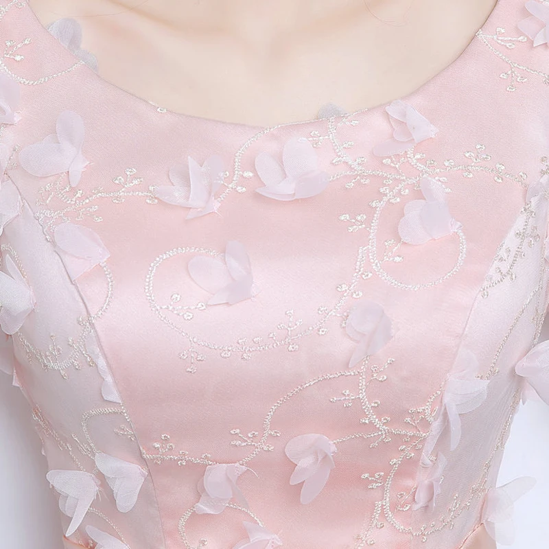 WB662 Short Homecoming Dresses Prett Girls Birthday Party Graduation Prom Gown Floral Lace Half Sleeve Pink Dress | Свадьбы и