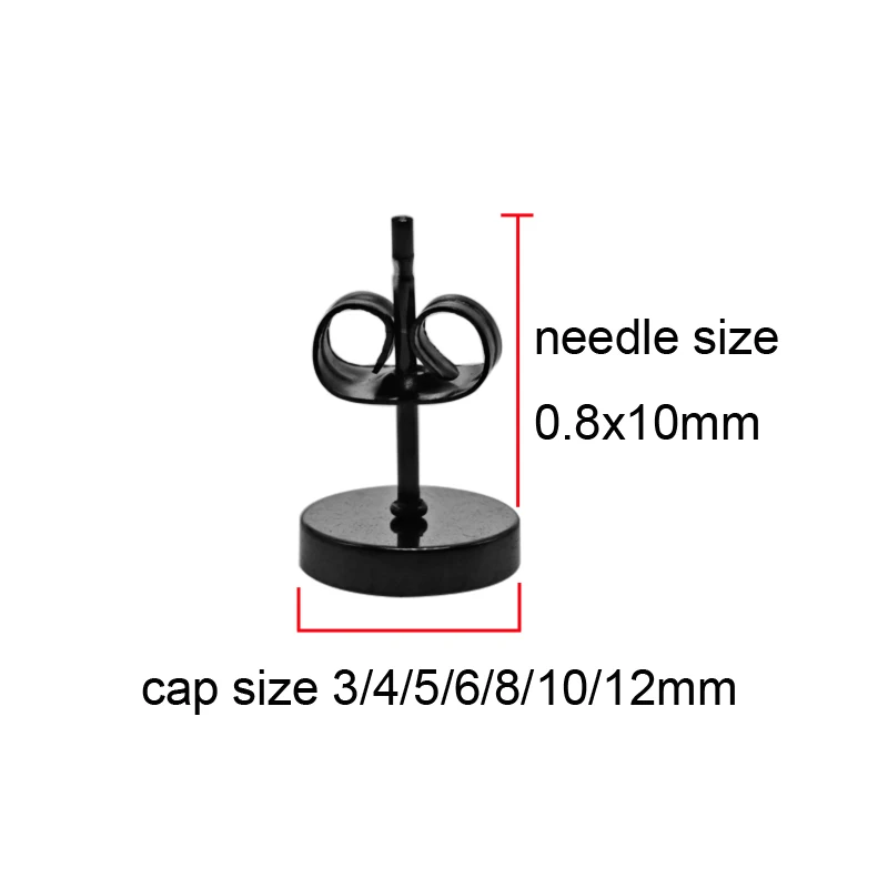 1 пара сережек из нержавеющей стали сережки-гвоздики с черным покрытием круглые