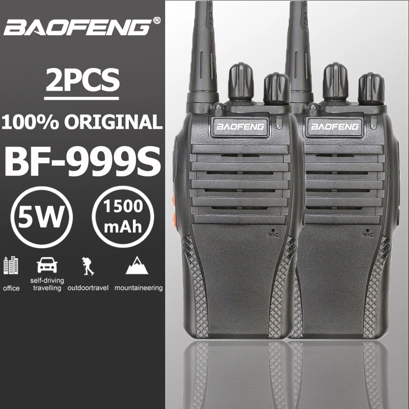 Two Piece 5W 1500mAh UHF 400-470MHz Baofeng BF-999S Portable Walkie Talkie Amador Ham Radio Walky Talky 999 CB Radio Comunicador