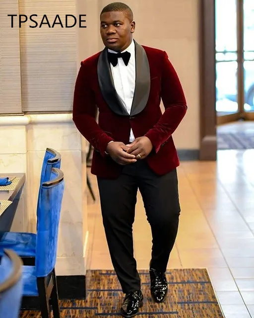 Мужские Бархатные костюмы темно синие модные на заказ пиджак с лацканами и