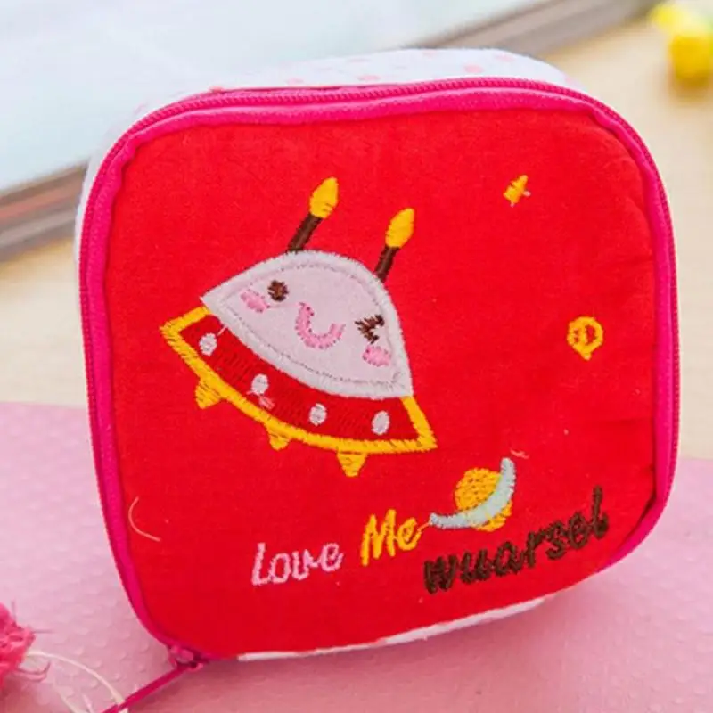 Cute Cartoon Girl's Sanitary Napkin Storage Bag Small Coin Purse Card Cable Organizer 20 | Дом и сад