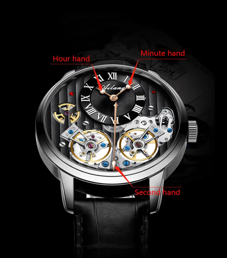 AILANG роскошные черные часы дорогой двойной Tourbillon Швейцария Для мужчин, часы от топ бренда, Роскошные автоматические механические часы Для мужчин
