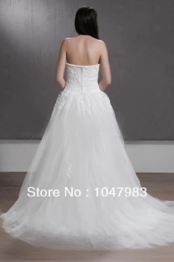 2015 The bestNew Style Free Shipping Hot Fashion Sweet A-line Strapless Zipper-up Tulle Sweep Train Wedding Dresses |