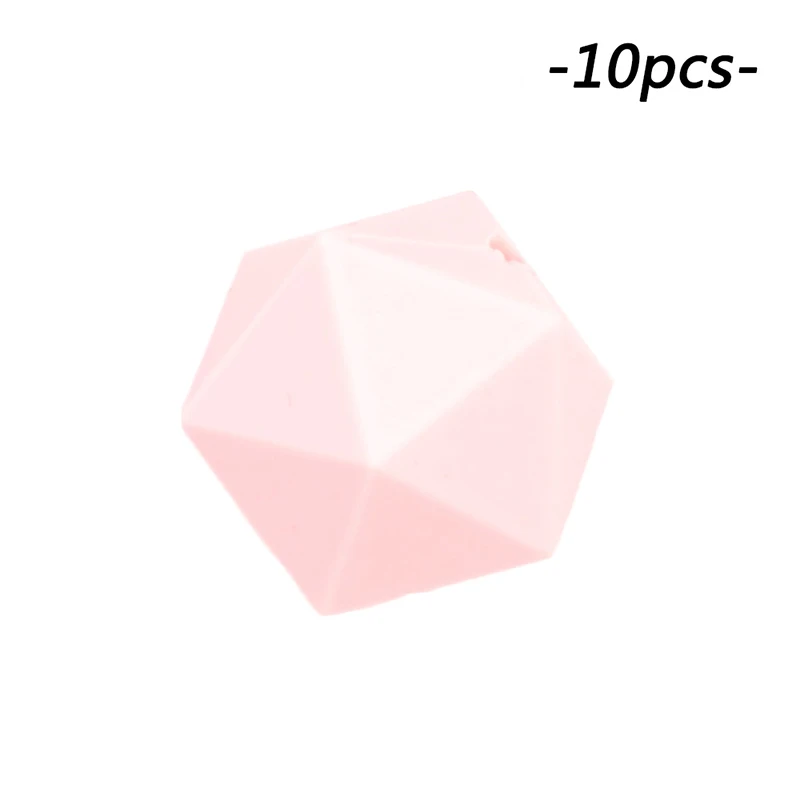 rose quartz 10 шт./лот икосаэдр Прорезыватели бусины СИЛИКОНОВЫЕ BPA бесплатно мультфильм шестиугольник Силиконовые Прорезывание Зубов Бисер ребенок прорезывание зубов игрушки подарок - Цвет: rose quartz