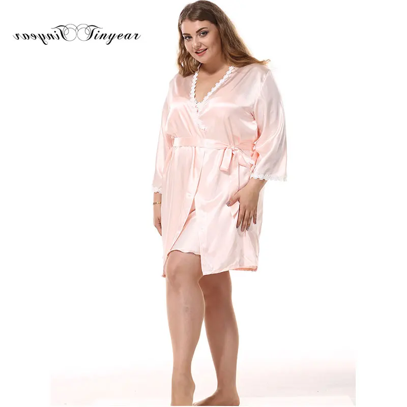 Tinyear розовый цвет XL 3XL 2 шт женский сексуальный кружевной роскошный халат наборы