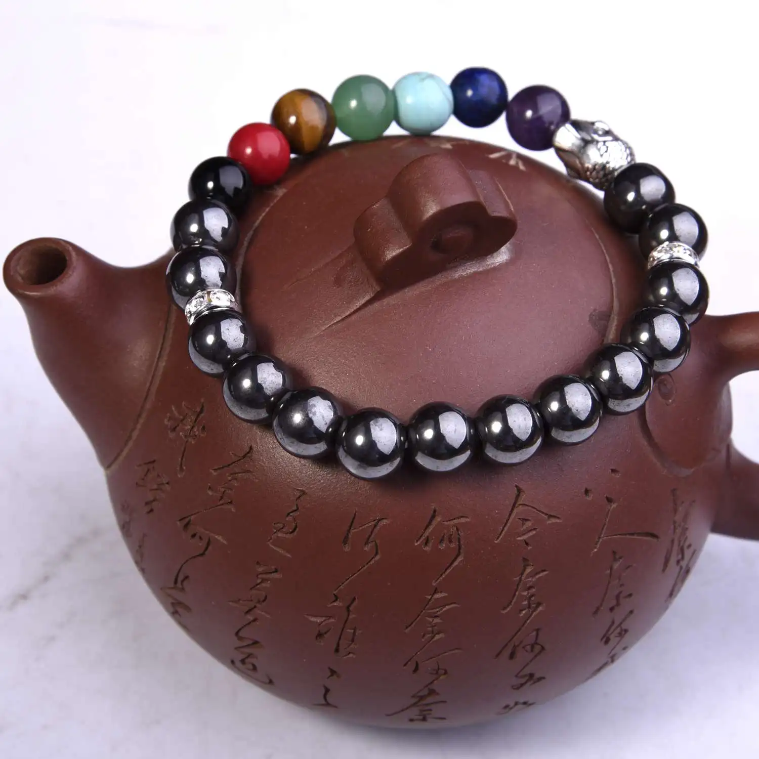 Muti-color Natural Stone Bracelets Men Lava 7 Chakra Healing Balance Beads Elephant Charm Bracelet Reiki Prayer Stones Women | Украшения и