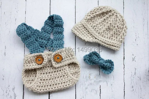 Crochet Newborn hat baby boy clothing newsboy set with bow tie and diaper cover photo prop infant brim | Детская одежда и обувь