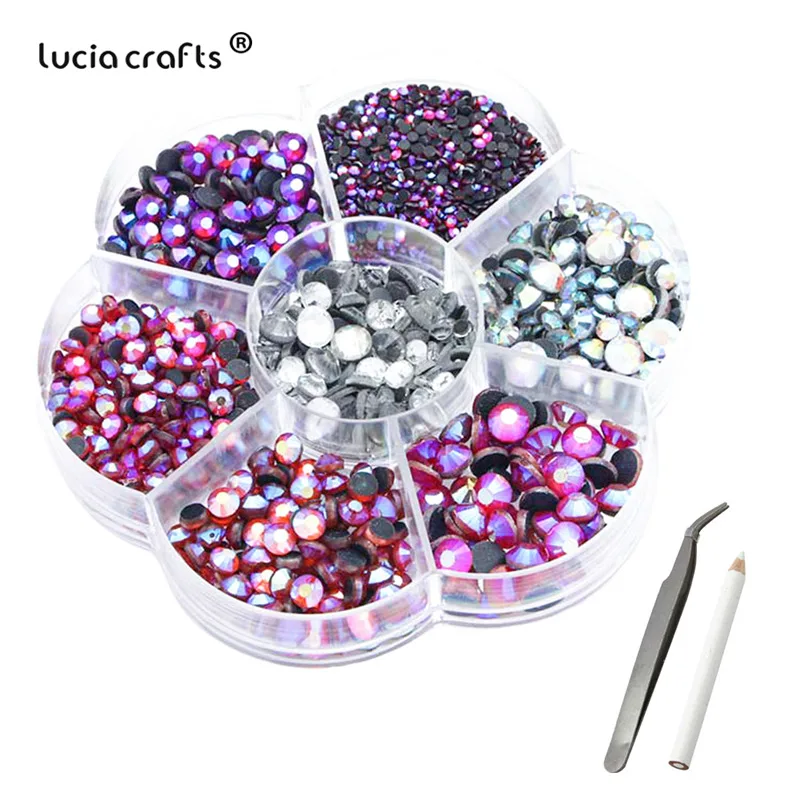 

Lucia Crafts New Set 2100/5000/pcs Hot Fix Rhinestones Crystal Glass Rhinestone Iron-on Strass F1110
