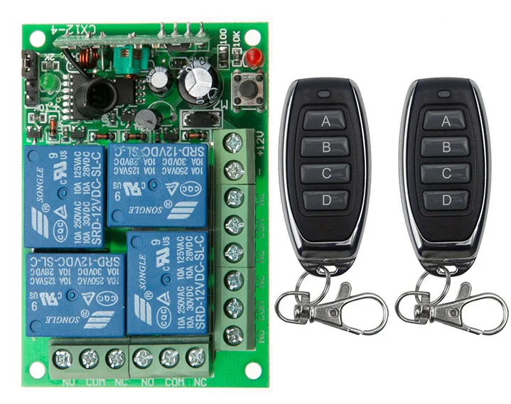 DC12V 24V 4CH 4 CH Беспроводной RF пульт дистанционного управления светильник 10A релейный выход радиоприемник Модуль+ передатчик гаражные двери/лампа