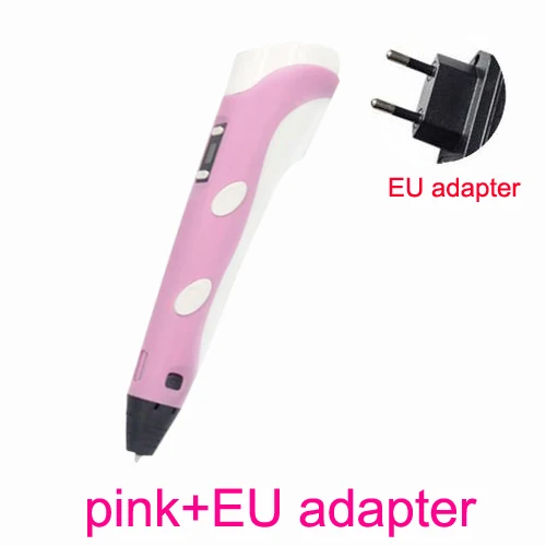 pink-EU adapter 3D Ручка для рисования, регулируемая печать, детские развивающие игрушки, сделай сам, светодиодный ABS экран, креативный подарок, живопись, дизайн, 0,7 мм диаметр наконечника - Цвет: pink-EU adapter