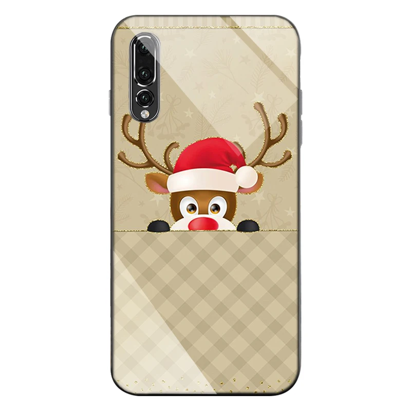 Роскошный стеклянный чехол для huawei p30 lite p20 p10 plus nova 4 nova3i Mate20 pro рождественский
