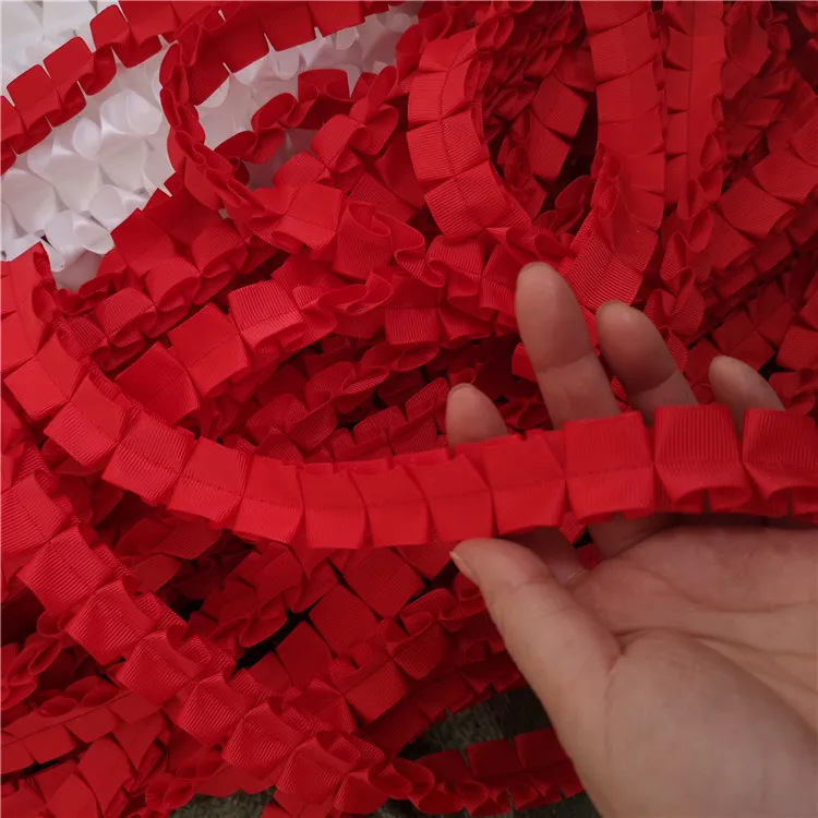 Роскошная красная 3D плиссированная атласная кружевная ткань 2 5 см в ширину