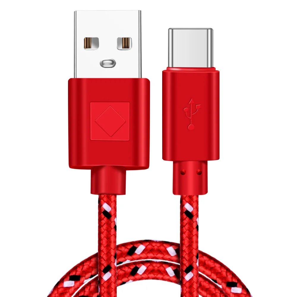 Red Олаф нейлоновый плетеный кабель Micro USB C type-C для синхронизации данных USB кабель зарядного устройства для samsung Huawei Xiaomi HTC кабели быстрой зарядки шнуры - Цвет: Red