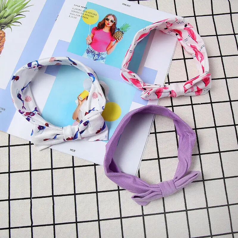 3PCS/Set Baby Girls Boys Headwear Bunny Flowers Bows Kids Turban Knot Rabbit Headband Bow Hair | Мать и ребенок